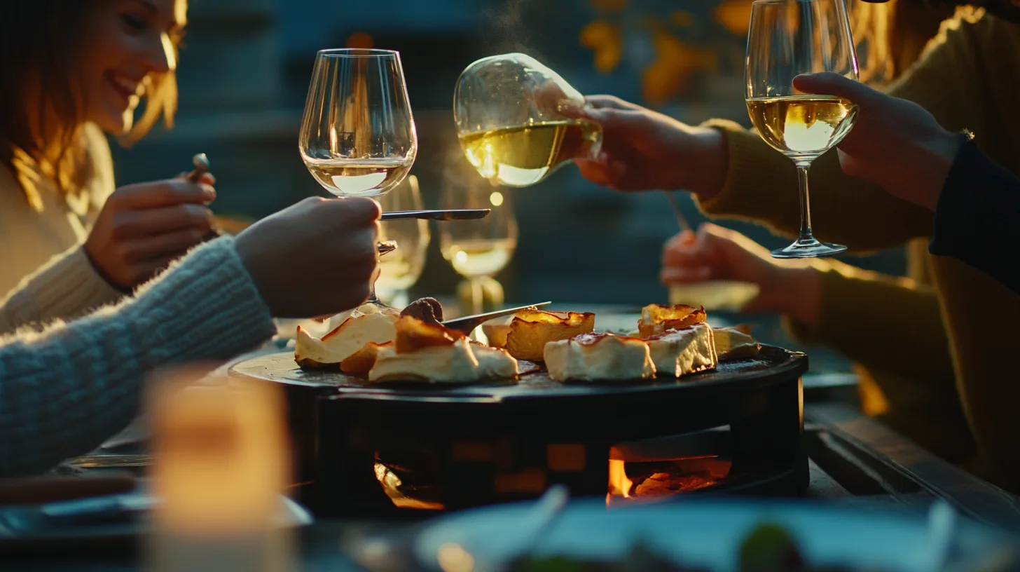 yecayeca people eating raclette and drinking white wine ar 81066bb4 779c 4d2d 869d c9356d07156b 0