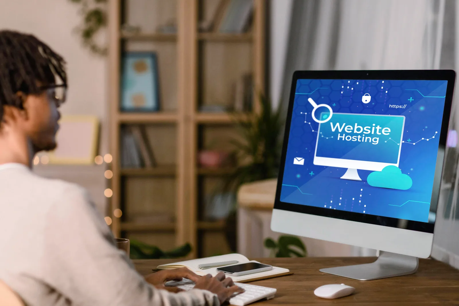 website hosting concept with computer